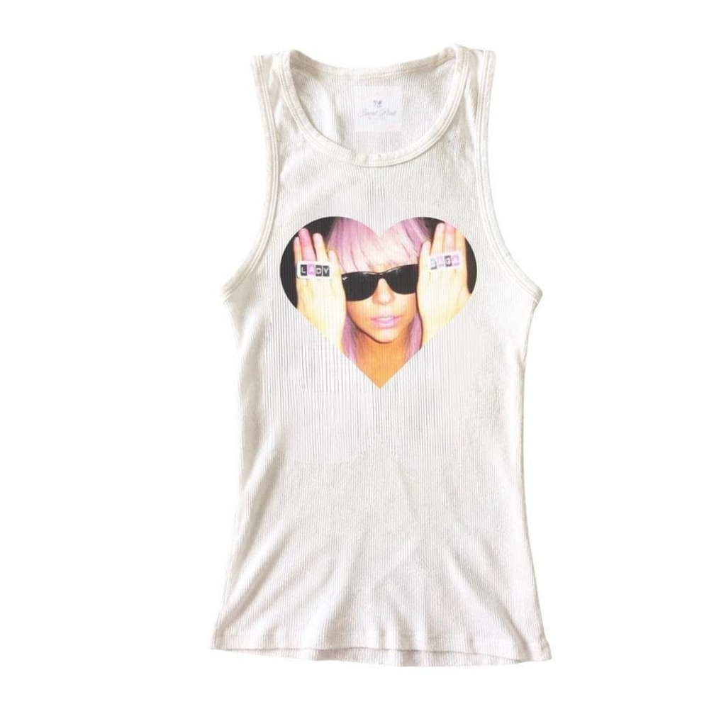 Lady Gaga Graphic Heart Ribbed Tank Top
